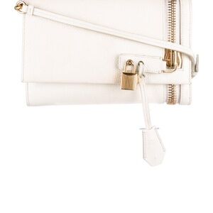 Tom Ford White Leather Clutch with Gold Accents